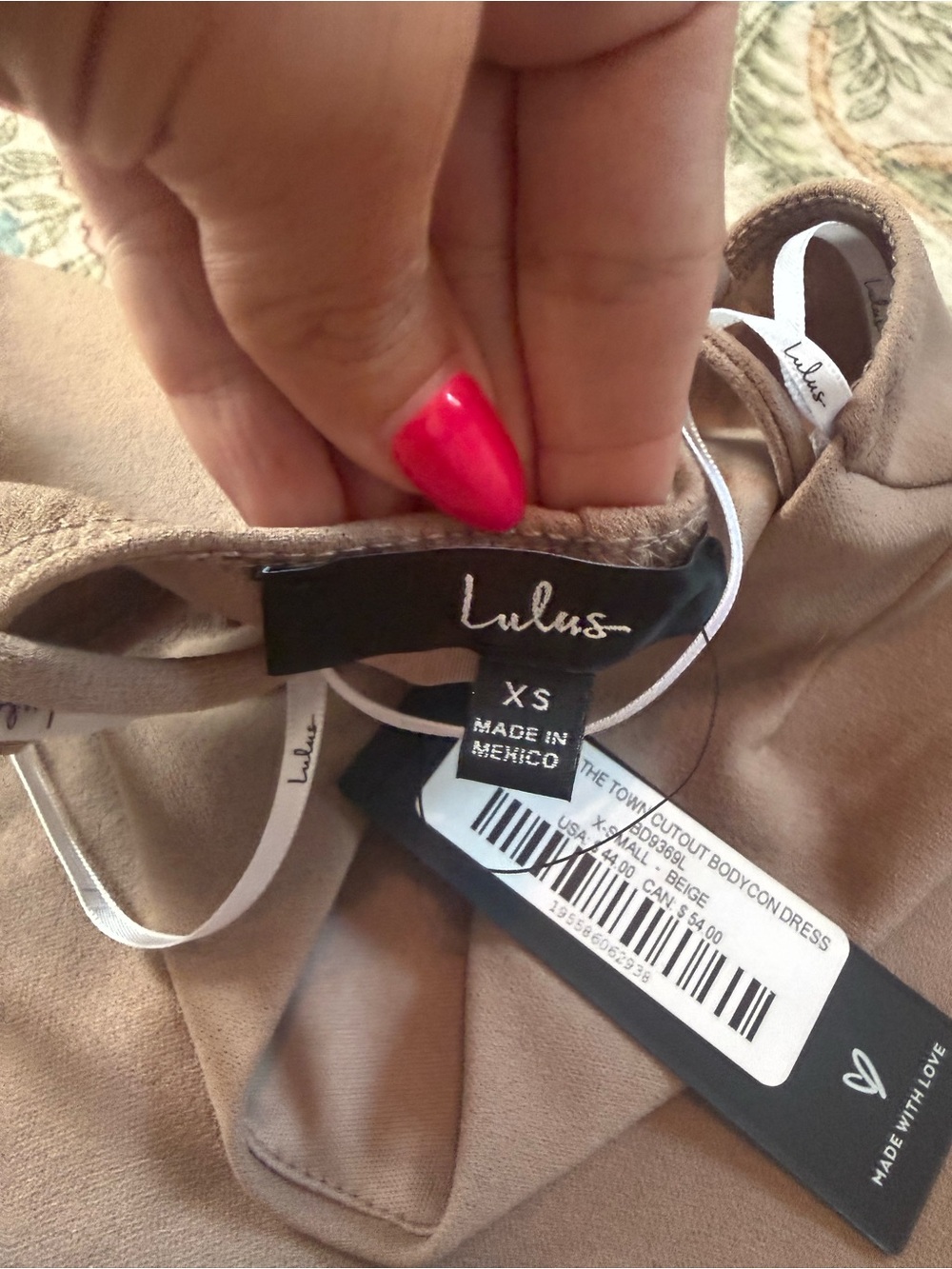Lulu's Taupe Cutout Wrap Mini Dress - Picture 3 of 4